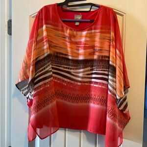 Chicos blouse in tangerine colored pattern